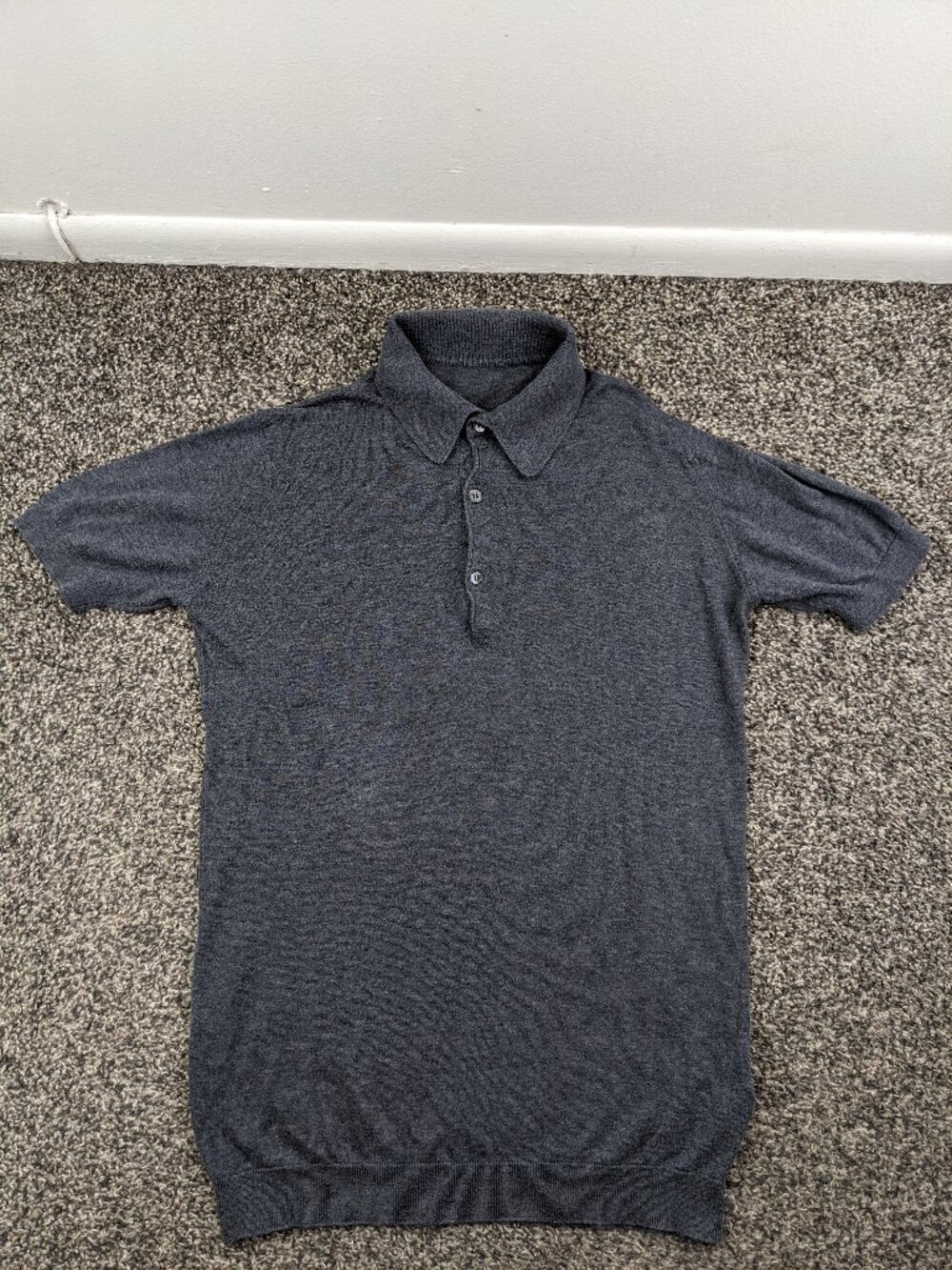 John Smedley Polo Shirt Sea Island Cotton Gray Mens Small